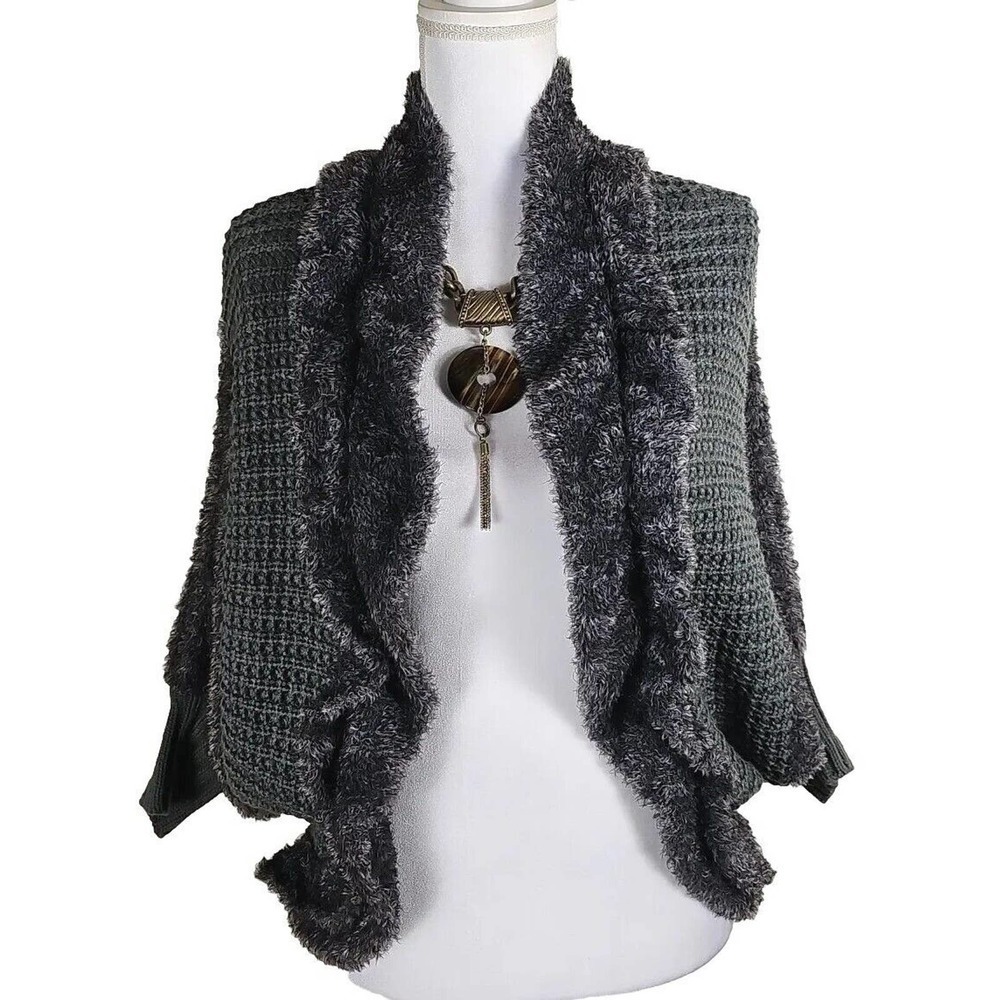 Urban Mango ~Woman Size L~ Gray Sweater Cardigan Open Front.